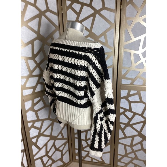 ZARA Striped croppe Chunky Knit Sweater Crochet Long Sleeve Limited Edition M L - Picture 5 of 11